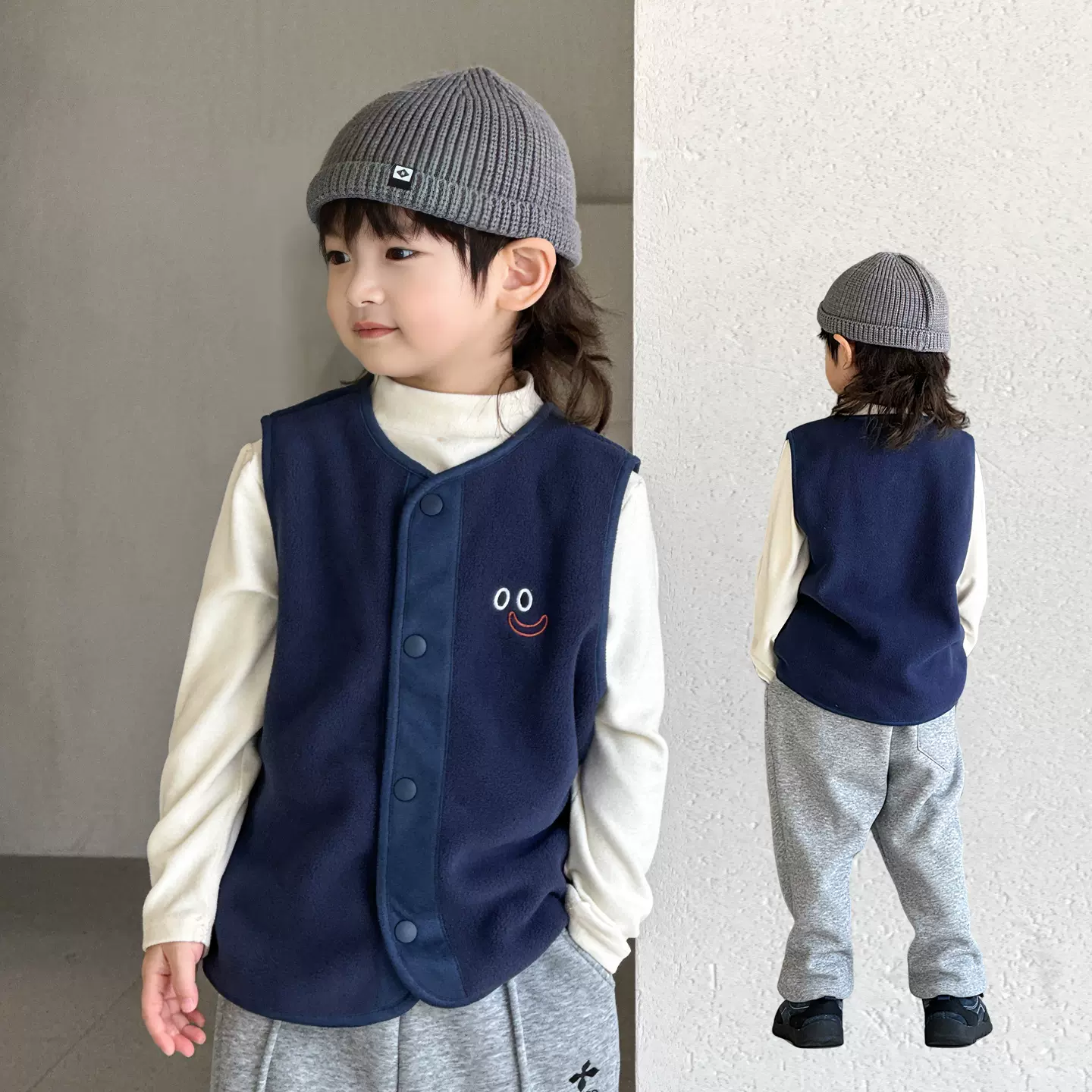 男童背心马甲秋冬季摇粒绒内搭外穿坎肩2025新款秋款上衣休闲穿搭
