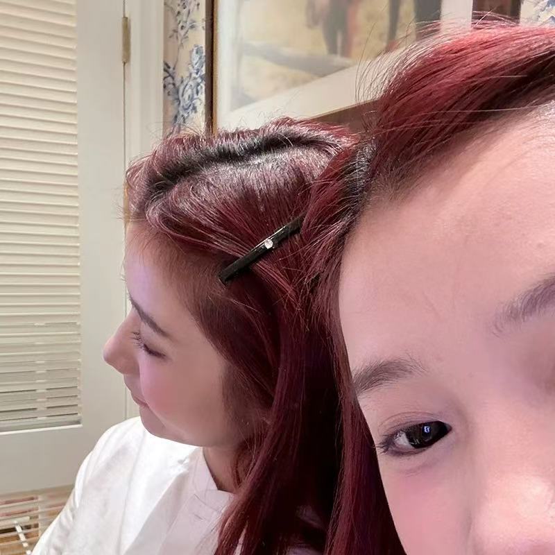 发财宅女同款黑色水钻发夹女侧边夹前额刘海夹一字夹发卡发饰夹子|undefined