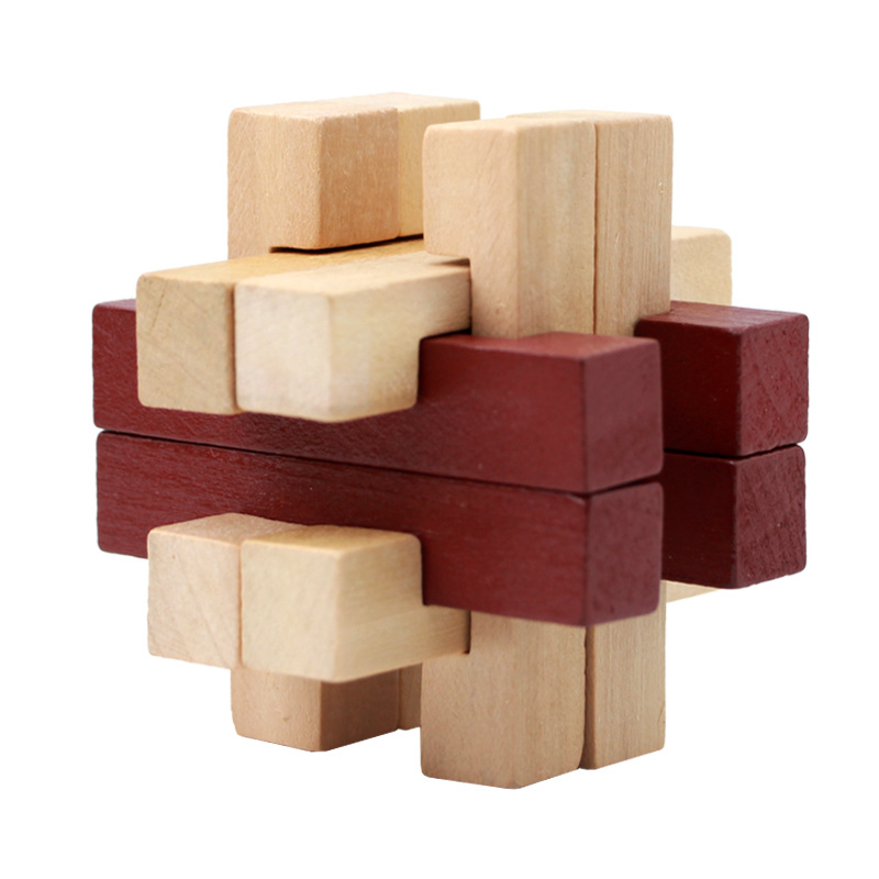 Cerradura de Kongming de juguete de madera para niños Cerradura de Kongming Cerradura de Luban Juego completo de embutir clásica de juguete de madera Cerradura de Kongming