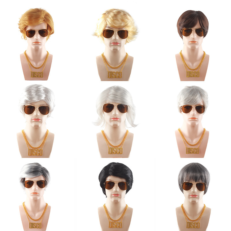 Cross-border Wig for Foreign Trade Men's Grey White Partial Short Hair High Temperature Silk Fashion Style Men's Hair