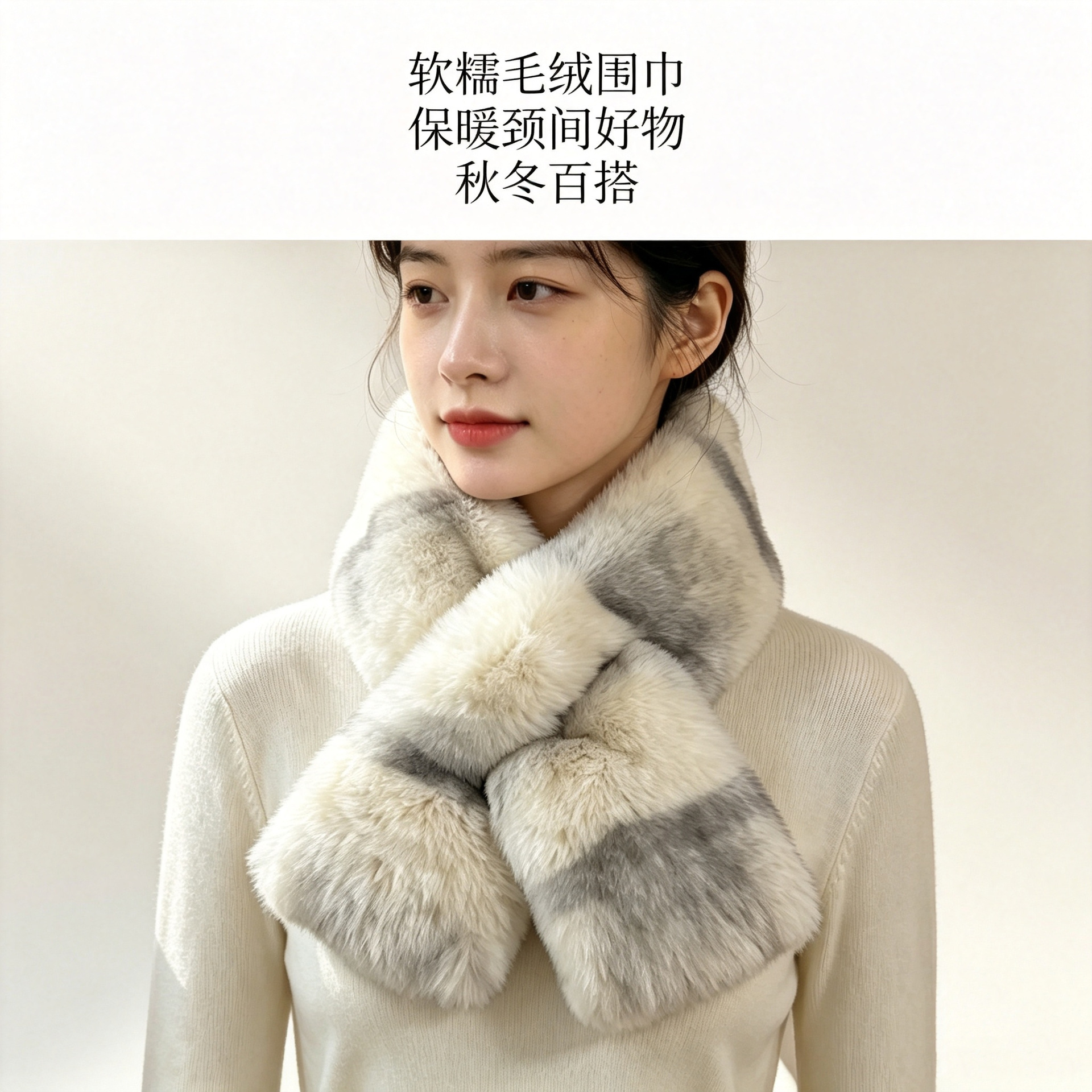 2026 New Model High-End Thickened Imitation Sable Fur Scarf, Fashionable and Versatile, Warm and Atmospheric, in Chinchilla Color