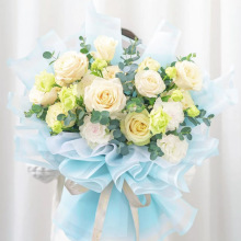 外贸款鲜花包装纸 整合二防水半透材质印花边框花店鲜花资材批发