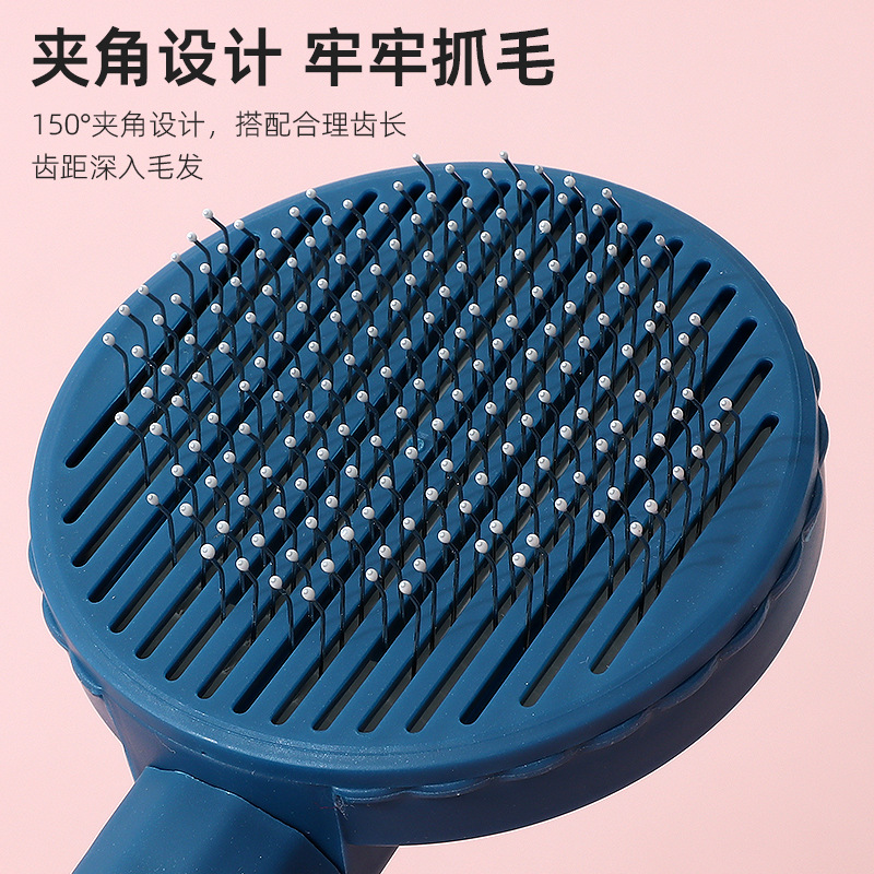 Nuevo peine de alambre de acero redondo de una sola cara macaron color masaje flotante depilación gato autolimpiante aguja peine para mascotas al por mayor