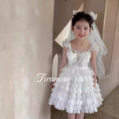White Flower Bridal Lolita Dress for 2024 Girl, Flower Girl Dress, Princess Dress, Birthday, Summer, June 1st