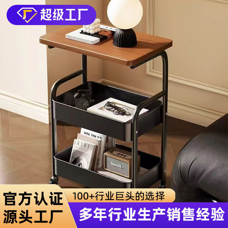 Manufacturer's Small Trolley Storage Rack with Table Board, Movable Snack Storage Rack, Multi-Layer Household Trolley Storage Rack