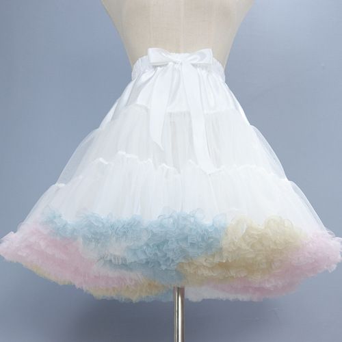 Colorful pastel-toned cloud-like tulle skirt crinoline, tutu-style flouncy skirt—specially designed for cross-border export, perfect for lolita-inspired looks.