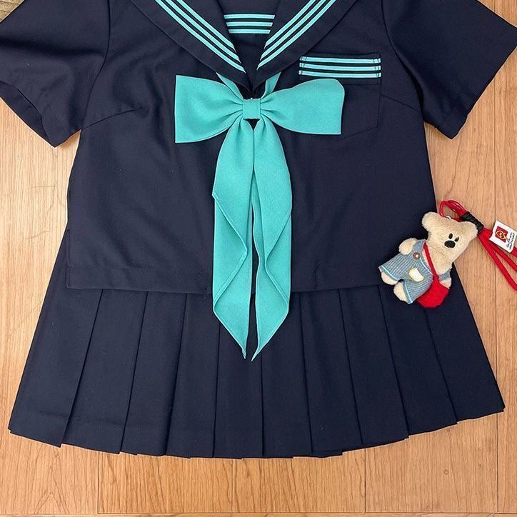 【青三本】原创水手服初音色基础款长袖短袖衬衫上衣学院风JK短裙|undefined