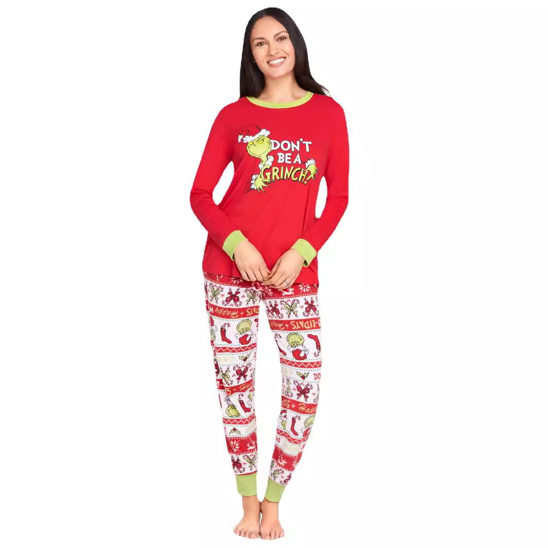 Conjuntos Familiares a Juego Estilo Europeo y Americano 2025, Nuevo Conjunto Familiar de Otoño para Cuatro Personas, Pijamas Navideños de Dibujos Animados para el Hogar, Otoño e Invierno