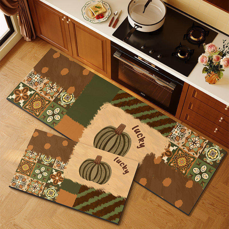 American retro cocina alfombra de suelo de absorción de agua alfombra de suelo de puerta de aceite dos piezas conjuntos de alfombra antideslizante resistente al desgaste fácil de cuidar