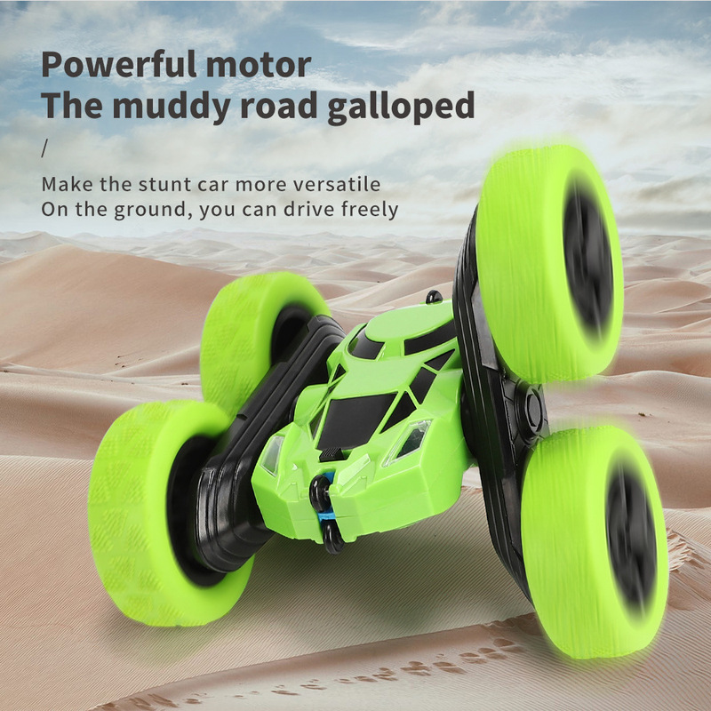 Cross-border double-sided stunt four-wheel drive remote control car high-speed 360-degree rotating rollover car lights children's remote control car toys