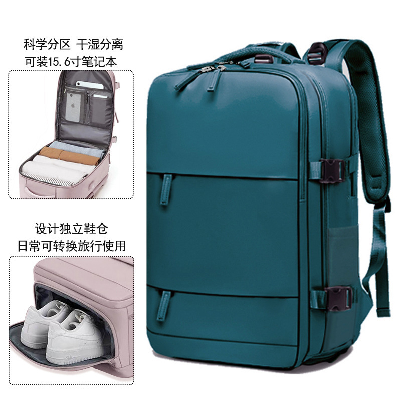 Mochila transfronteriza, unisex, mochila de viaje informal, gran capacidad, separación de seco y húmedo, mochila impermeable para computadora