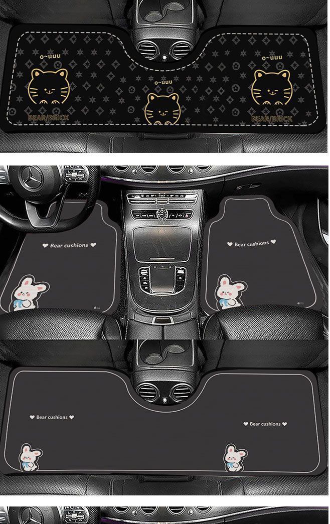 Cartoon Crystal Velvet Car Floor Mats, Universal, Easy to Care For, Stain-Resistant, Non-Slip Mats, Washable, Wear-Resistant Mats, Available for Wholesale
