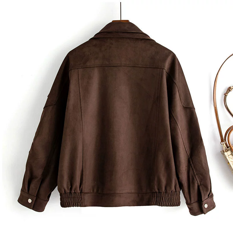 Autumn short jacket, genuine leather, oversize, plus size