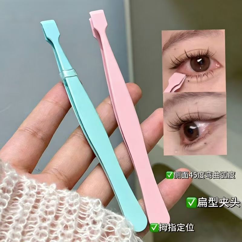 Eyelash false eyelash tweezers, glue-free lower lash flat tip clamp, multifunctional eyelash extension beauty tool wholesale