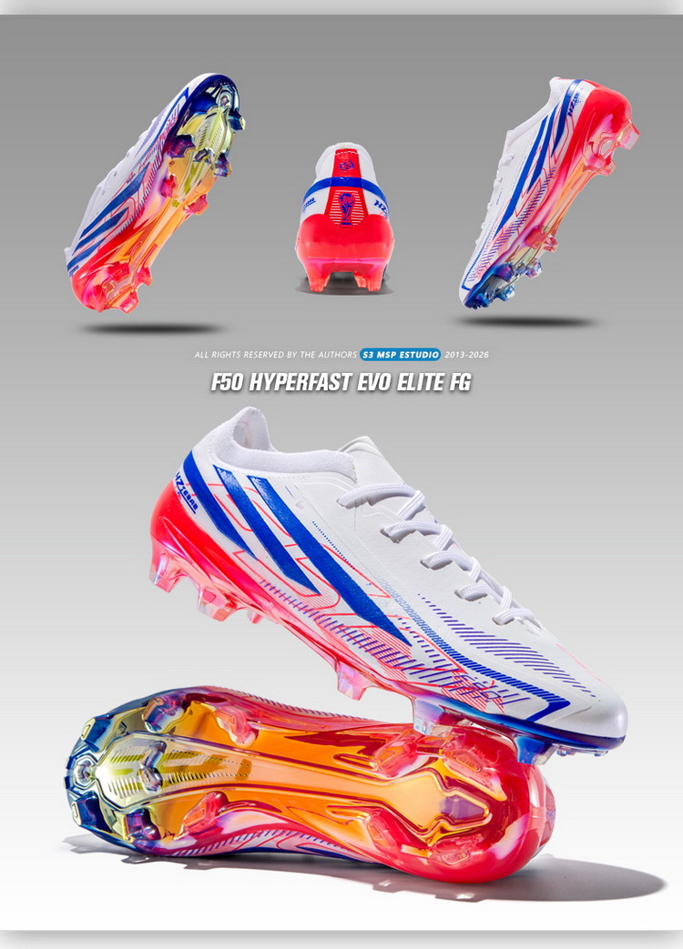 Tenis de Fútbol con Tacos Largos para Césped F50, Suela TPR y TPU, Amortiguación