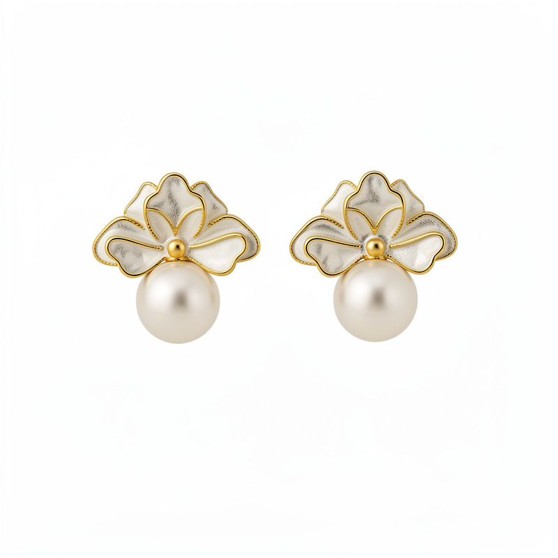 Agujas de plata goteando flores redondas perlas pendientes ligeros de lujo de alta calidad temperamento exquisito personalidad perlas versátiles para mujeres image 6
