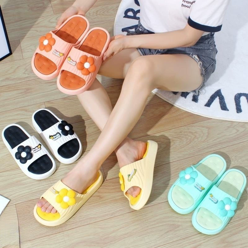 Симпатичные Цветочные однотонные тапочки, женская обувь, домашняя обувь с тапочками на ощупь, женская верхняя одежда, модная толстая подошва для дома