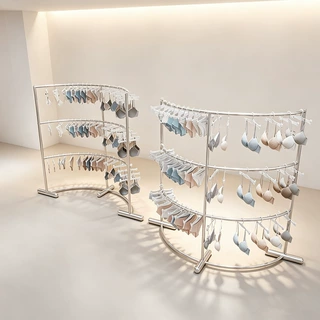 内衣展示架文胸店三层陈列架商场内裤圆弧形不锈钢中岛丝袜子货架