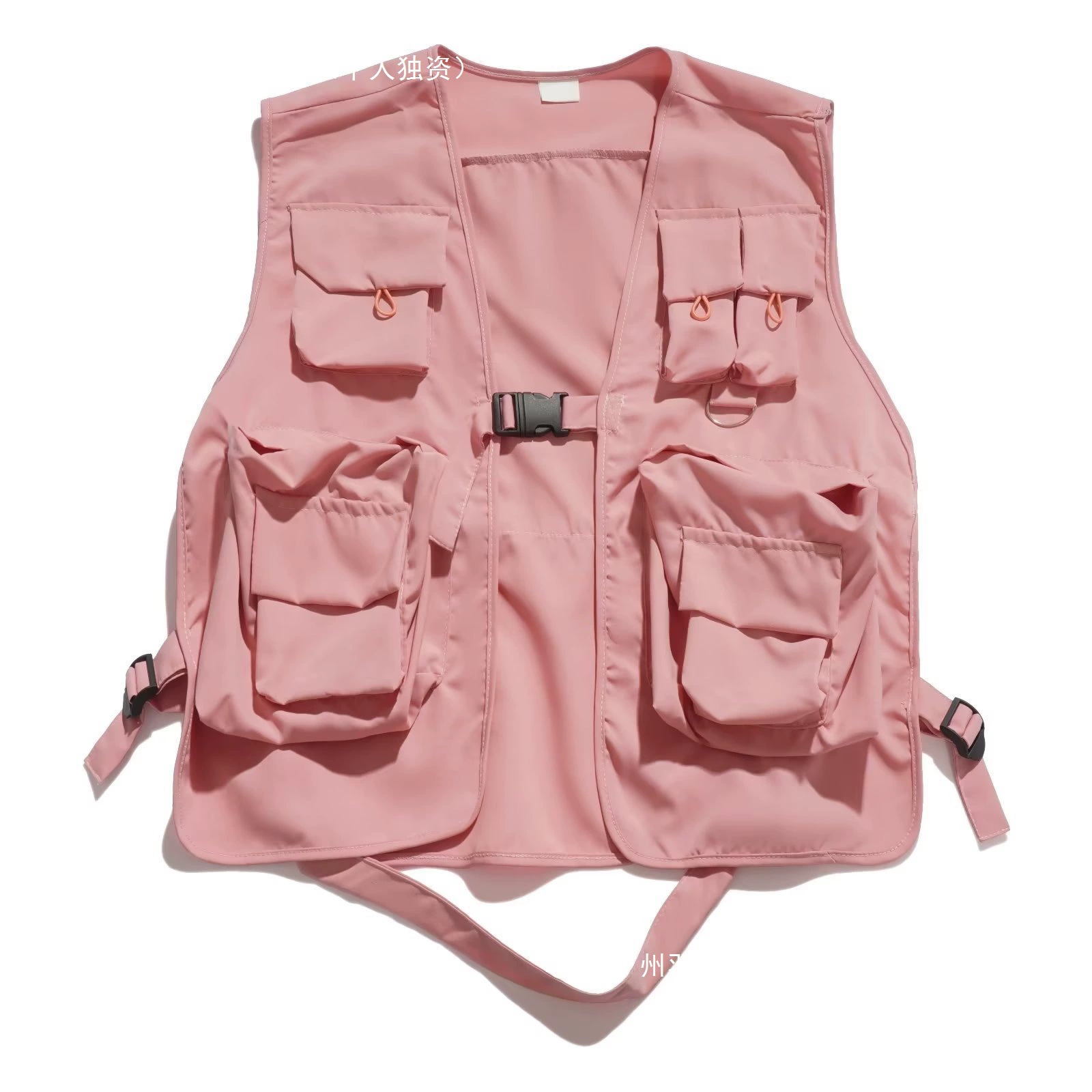 Жилет с V-образным вырезом и множеством карманов, однотонный, модный новый стиль, универсальная мужская мода, художественные элементы, молодежный и популярный.