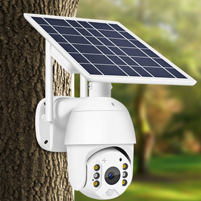 低功耗4G太阳能球机 户外无电无网插卡手机远程野外田地鱼塘监控