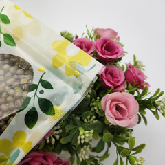 Three-color printed translucent windowed self-standing ziplock bag. Dry goods, scented tea, medicinal materials, food packaging zipper plastic bag.