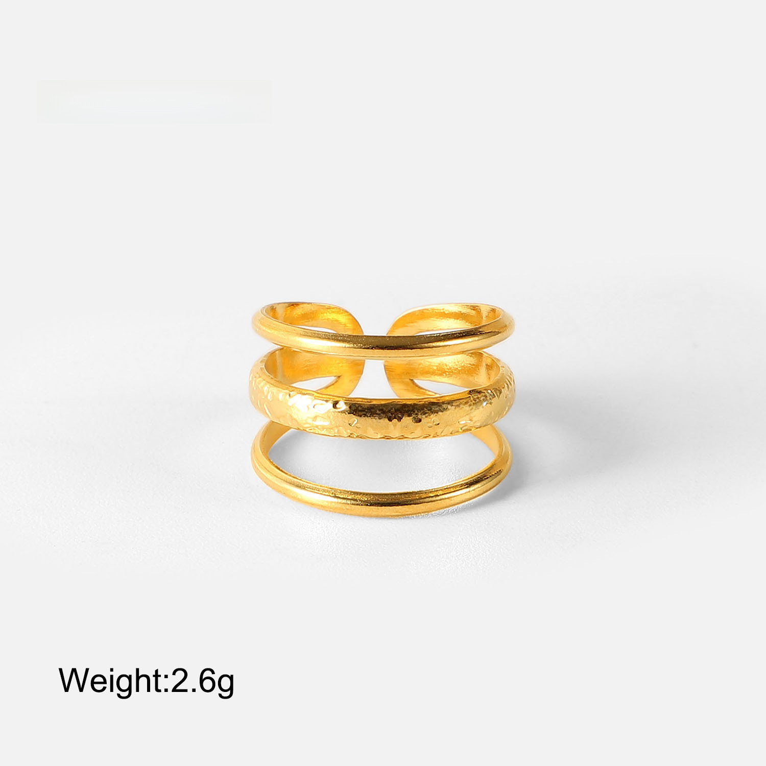 Eiropas un Amerikas INS aukstā stila titāna tērauda gredzens trīsslāņu līnija atvērts gredzens zelta nerūsējošā tērauda gredzens sieviešu rotaslietas_voghion.com