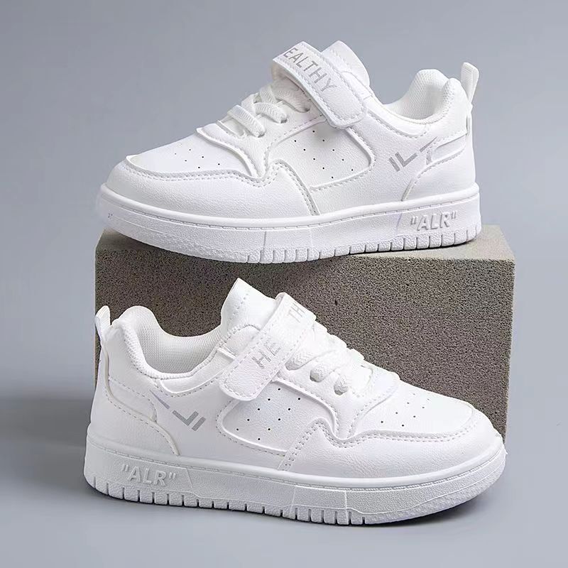 Children's white shoes campus boys and girls white sneaker spring and summer new breathable mesh primary school student board shoes