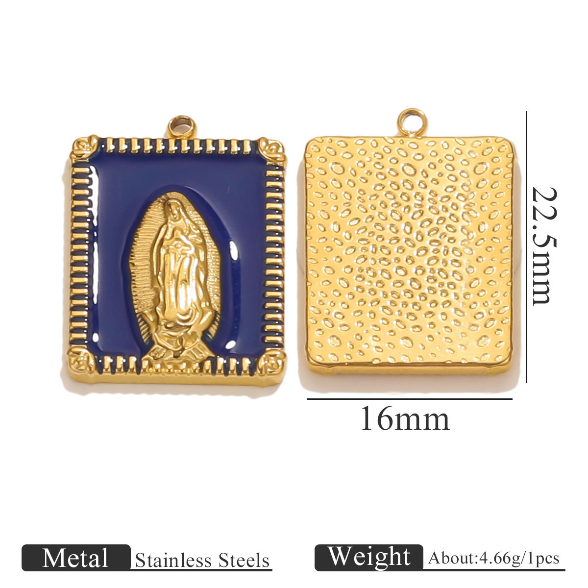 Acero inoxidable transfronterizo retro goteo de aceite cuadrado virgen colgante 18k oro DIY accesorios accesorios al por mayor