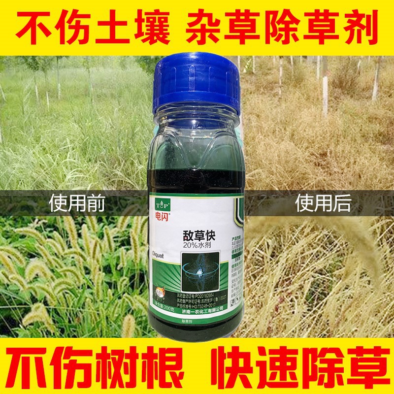 电闪火线20%敌草快 小飞蓬牛筋草草铵膦强力除草剂果园荒山200克