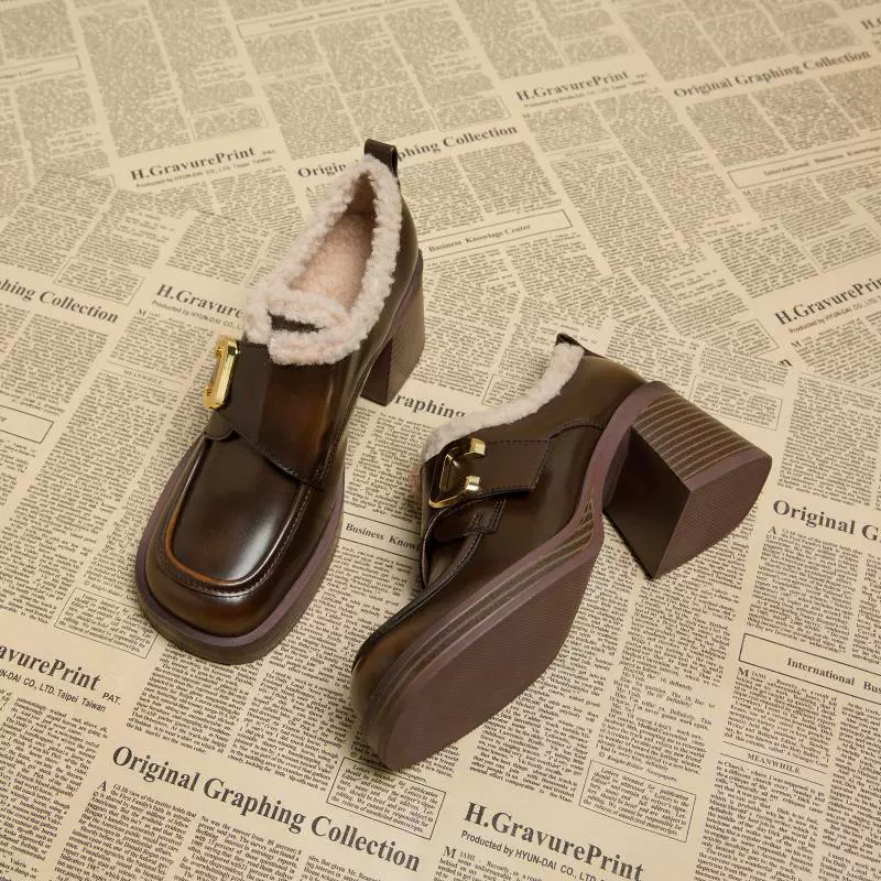Shoes, demi-season warm high loafers for leather shoes