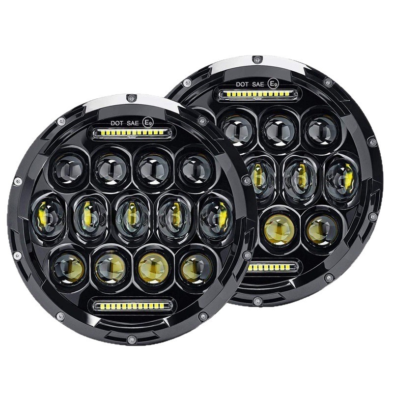 7inch Harley Wrangler Headlight 13-Bead 75W with Lens Motorcycle Off-Road Vehicle Headlight Cross-Border Factory Direct Sale