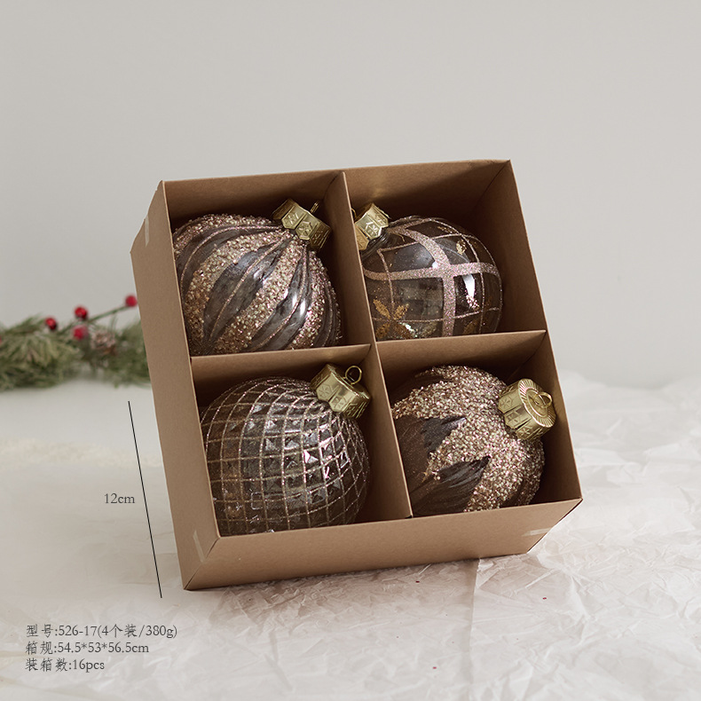 Nuevo árbol de Navidad transfronterizo adornos colgantes ins transparente champán pintado bolas de Navidad bolas de colores bolas de formas especiales