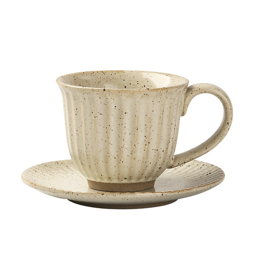 Ceramic coffee cup and saucer set Japanese stoneware retro latte art latte cup simple European hand brewed coffee cup wholesale