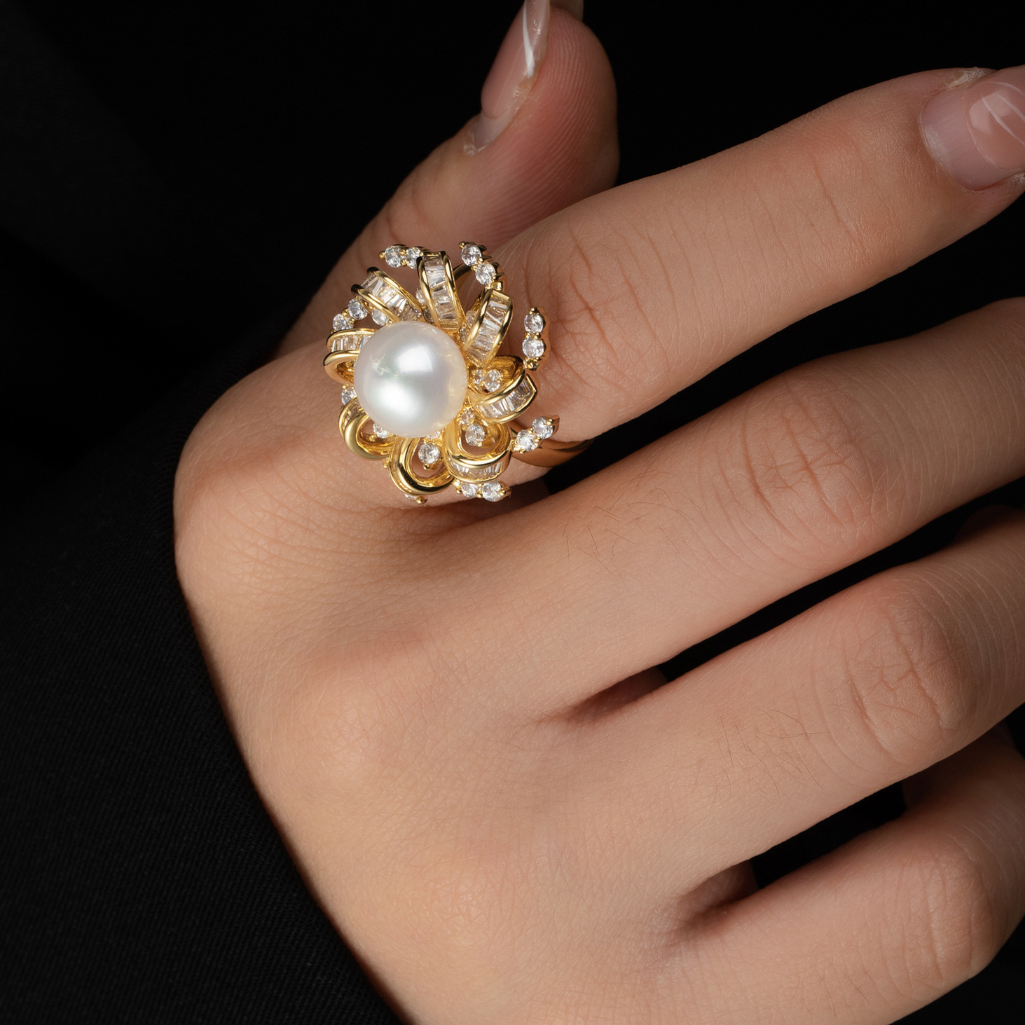 Organic copper ring pearl with zircon