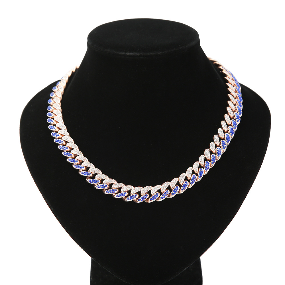 Collar cubano de aleación con diamantes, estilo hip-hop personalizado, de 13 mm, bicolor, el más vendido de Amazon, para hombre image 6