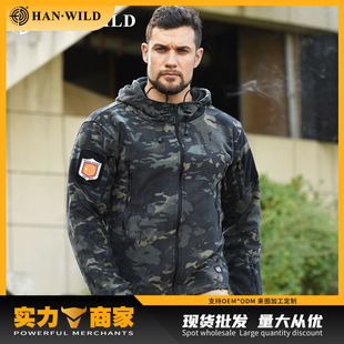 Hanye Outdoor Men's Tactical Fleece Jacket with Hood, Thickened Tad Style, Upgraded Inner Layer, Polar Fleece