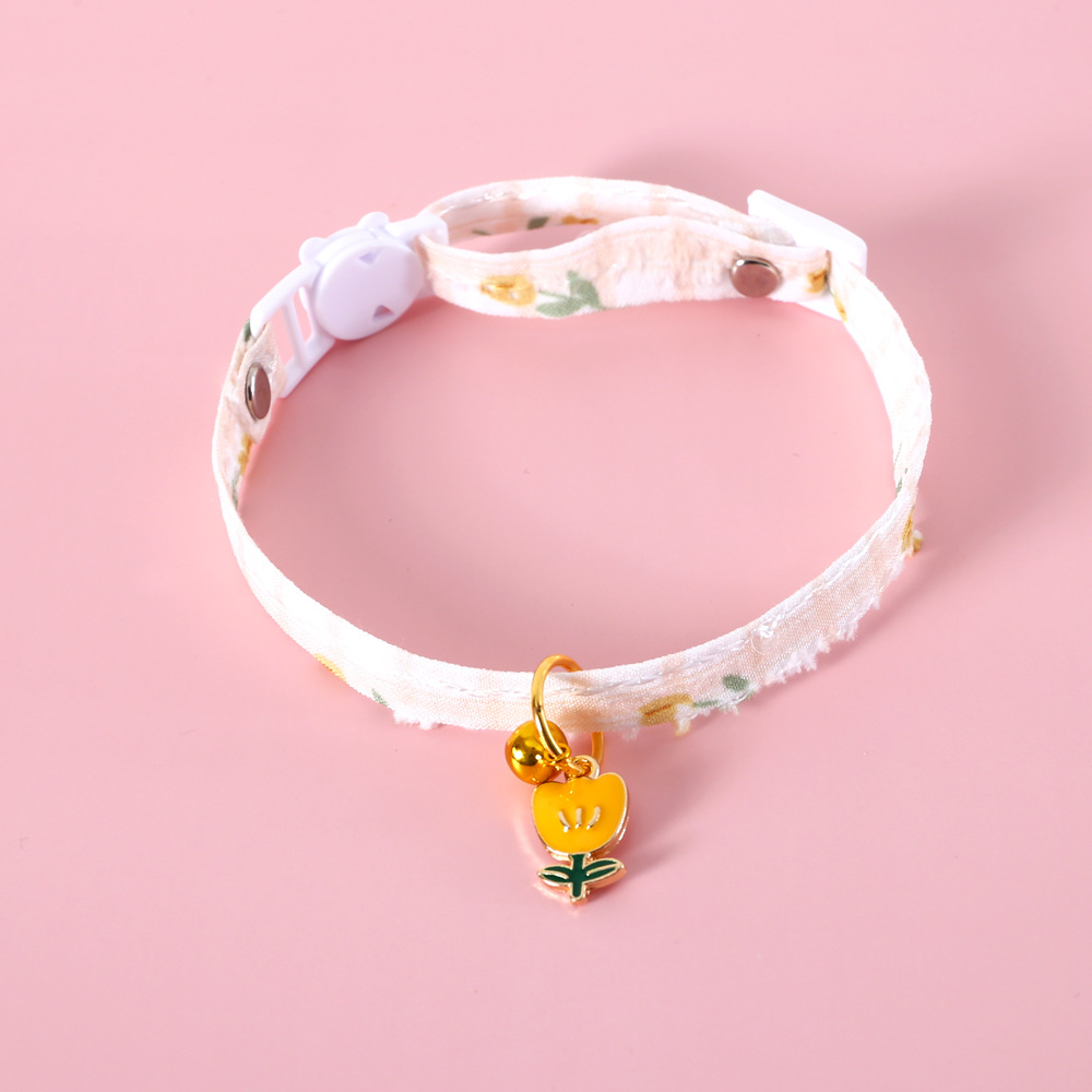 Mascotas gatos cuadrícula flor de azulejos tulipanas collar collar anti-asfixia perro conejo collar