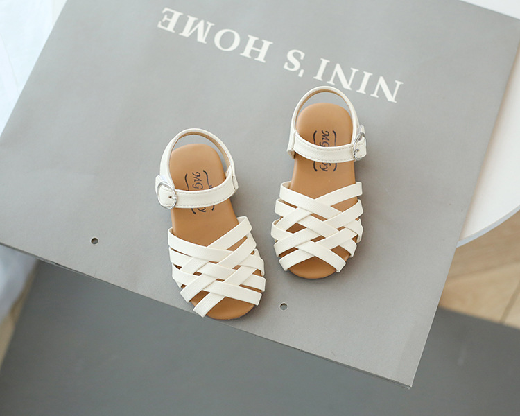 Baotou Sandals with Soft Sole Korean Hollow Small Leather Summer New Girl's Roman 2022 Children's Shoes_voghion.com