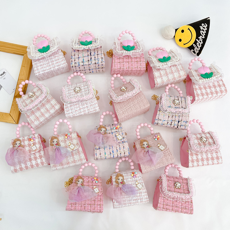 Bolso de los niños de otoño e invierno Nueva Moda Perla Chica bolsa de mensajero linda princesa niña bebé estilo Exterior cambio bolsa de accesorios