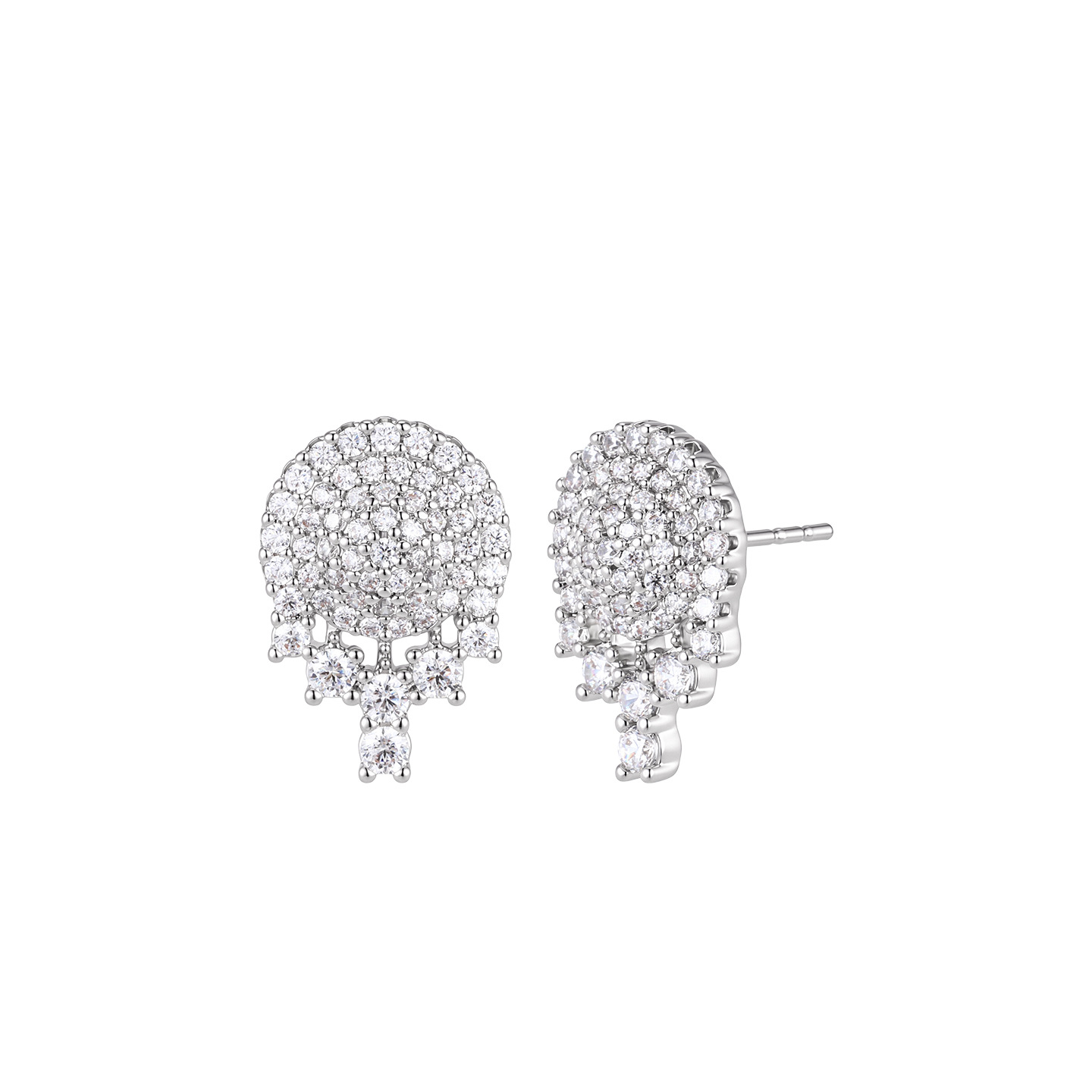 Aretes de Botón Circulares con Gemas de Aleación de Cobre, para Mujer