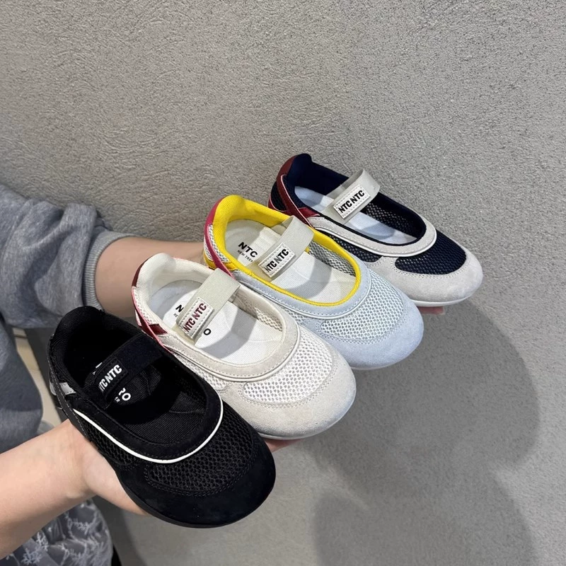 Детские летние туфли-мэри-джейн из сетки, корейский стиль, 2025, для девочек, новые, повседневные, в стиле Форреста Гампа