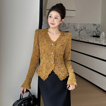 钩花镂空长袖蕾丝衫女2025新款秋冬设计感显瘦打底衫上衣HR1201