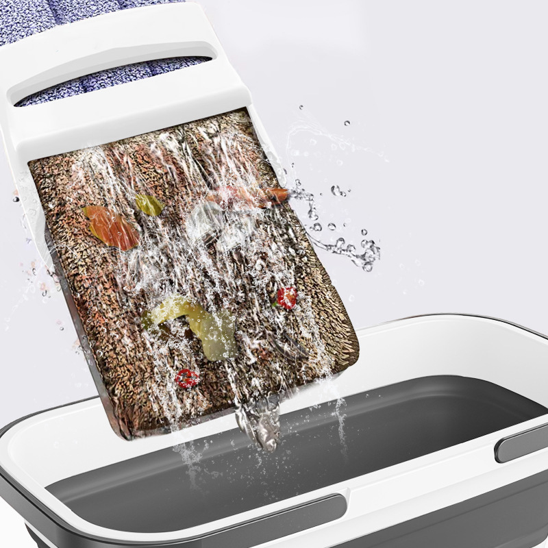 Household flat Mop Mop bucket suit lazy hand wash-free rotating absorbent mop folding mop bucket wholesale