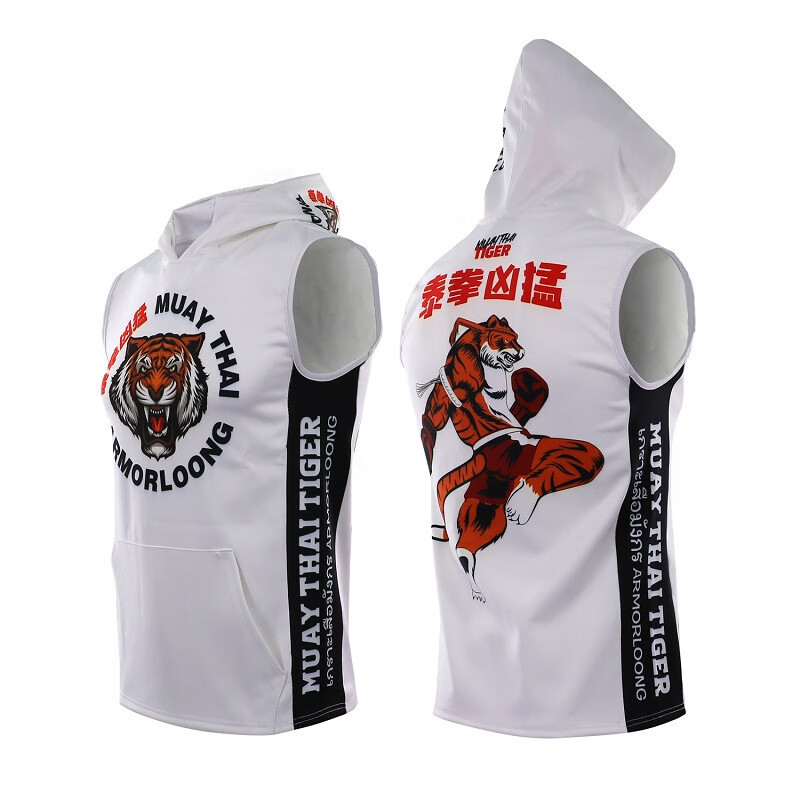 Soft Monkey Thai Boxing Suit Tiger Sports Sleeveless Sweater Training UFC Fighting MMA Coat Head Quick Dry Clothes for Men and Women