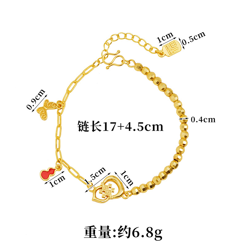 Nuevo estilo chino, pulsera de oro de arena vietnamita, la tendencia nacional, pulsera de mariposa, pulsera de mariposa, mujer, lujo ligero, joyería, fuente de productos.