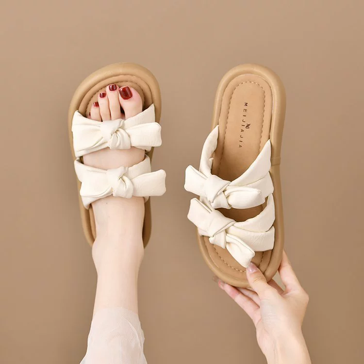 Summer slide platform, suitable with a skirt, slippers with bow