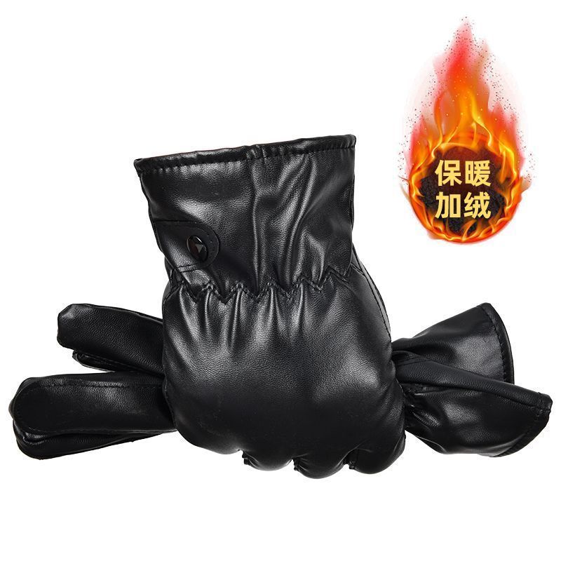 Fabricante directo para hombres tranvía PU piel guantes de pantalla táctil guantes de terciopelo guantes calientes de invierno otoño guantes de bicicleta al aire libre