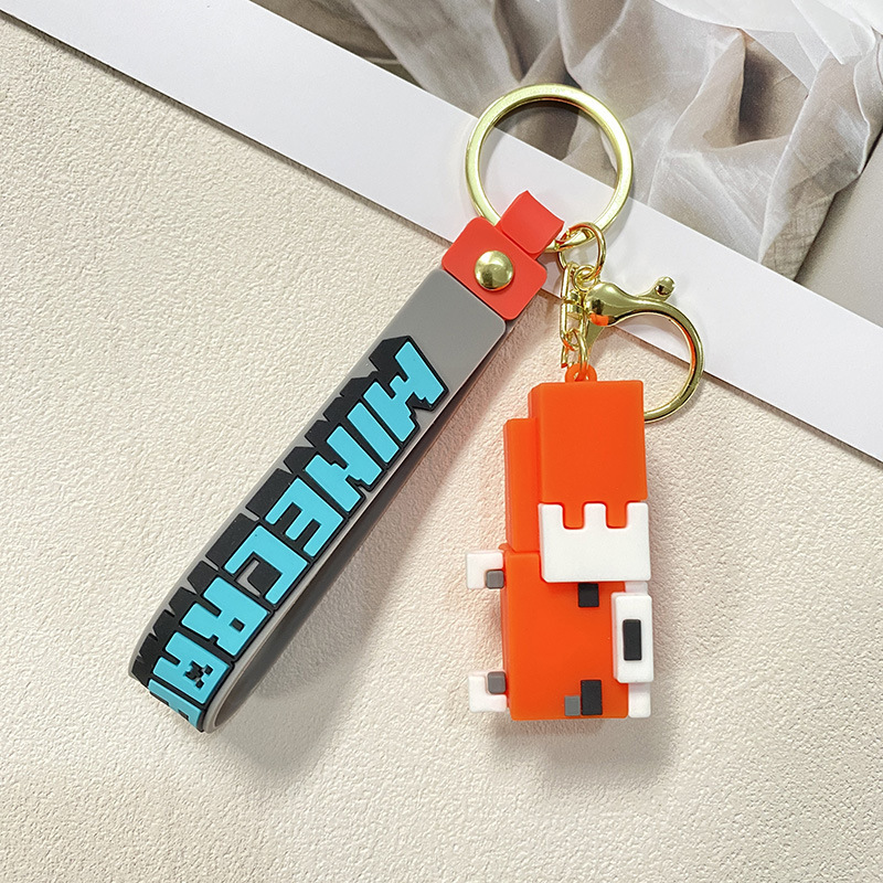 ゲームマインクラフトソフトプラスチックキーホルダーペンダントキーチェーン車のペンダント漫画人形 pvc ビルディングブロック人形|undefined