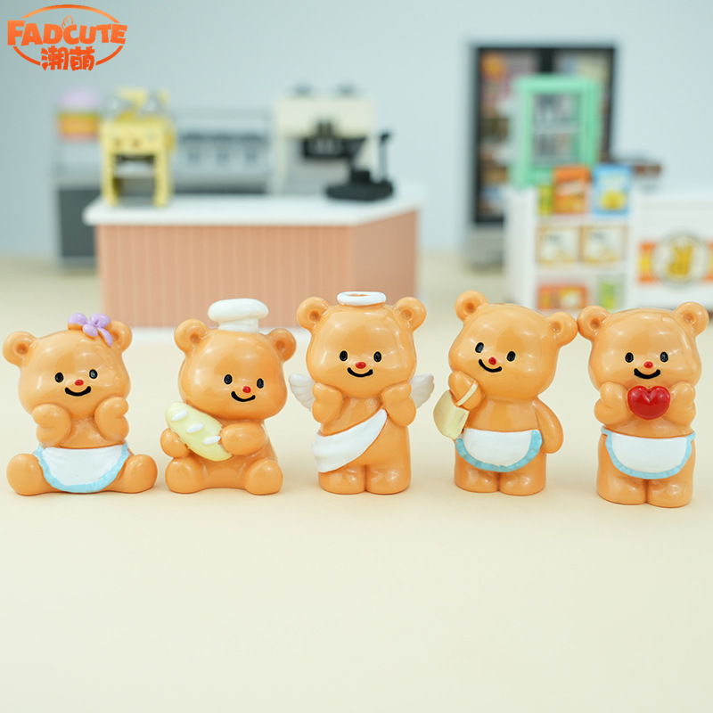 Factory Ready-Made Creative Trendy Figures Butter Bear Resin Jewelry Desktop Small Ornaments Cute Crafts Blind Box