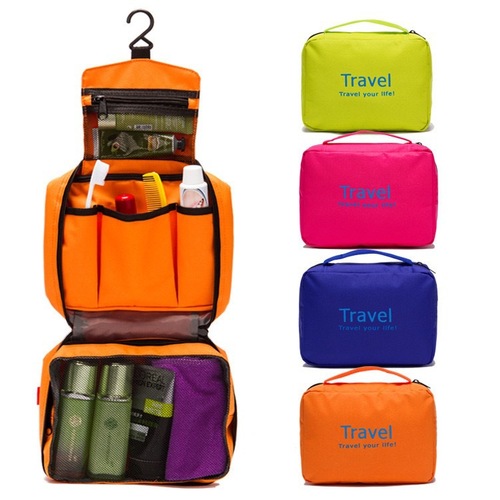 Large-capacity travel toiletry bag with hook-style handle, travel washroom supplies cosmetic bag
